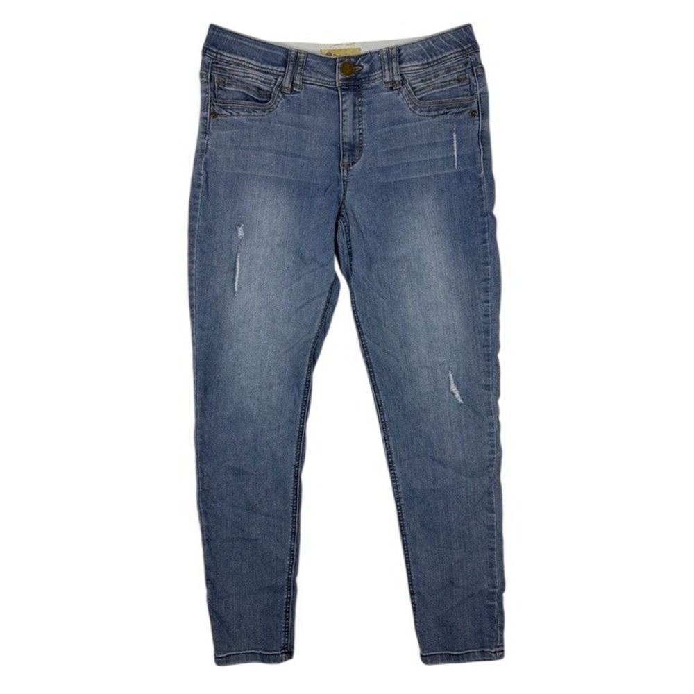 Democracy Jeans Womens 12 Ab technology Blue Distressed B1248Q4G3XX Denim